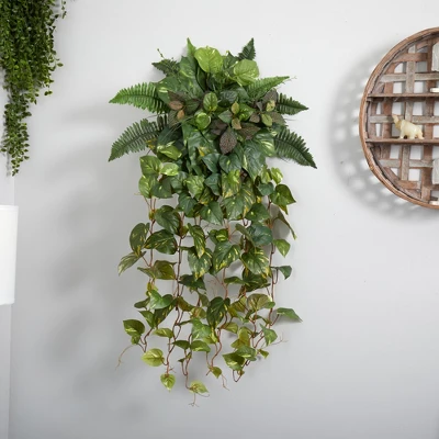 Nearly Natural 36-in Mixed Greens Hanging Artificial Plant (Set Of 2) 3 Nearly Natural 36-in Mixed Greens Hanging Artificial Plant (Set Of 2)