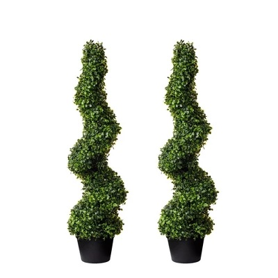 Forever Leaf 36" Spiral Boxwood In Black Pot (2 Pack), Indoor Artificial Plant For Home Decor 7 Forever Leaf 36" Spiral Boxwood In Black Pot (2 Pack), Indoor Artificial Plant For Home Decor - Image 5