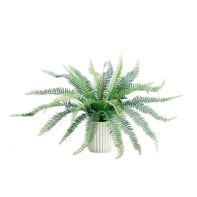 Nearly Natural 16-in Artificial Boston Fern Plant In Decorative Cement Planter 6 Nearly Natural 16-in Artificial Boston Fern Plant In Decorative Cement Planter - Image 4