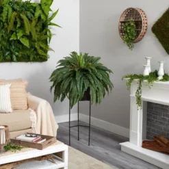 Nearly Natural 51-in Boston Fern Artificial Plant In Black Planter With Stand -Artificial Plant Store GUEST df2396d7 68db 4784 ad7a ac11dca141d2