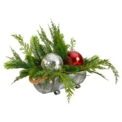 Nearly Natural 18-in Holiday Winter Cedar Pine Artificial Table Christmas Arrangement With Ornaments, Home Décor 8 Nearly Natural 18-in Holiday Winter Cedar Pine Artificial Table Christmas Arrangement With Ornaments, Home Décor -Artificial Plant Store GUEST e439fb71 8ff9 49fa 9a5c 3e938c61ad30