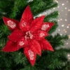 Northlight 28" Icy Red Velvet Poinsettia Glittered Christmas Stem Spray