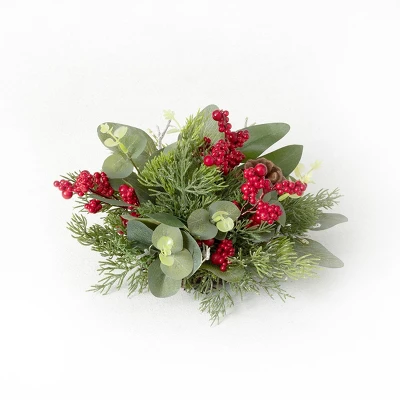 Sullivans Pine & Berry Artificial Orb Decorative Filler 4"H Red 4 Sullivans Pine & Berry Artificial Orb Decorative Filler 4"H Red - Image 2