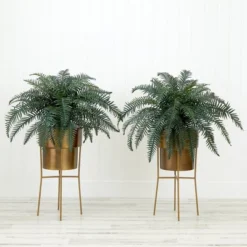 Nearly Natural 34-in Artificial River Fern Plant In Metal Planter With Stand DIY KIT (Set Of 2) -Artificial Plant Store GUEST f37bd14e e7dc 48e2 b07b 67139cd7b690
