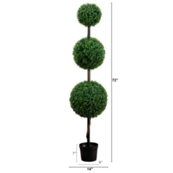Nearly Natural 6-ft Artificial Triple Ball Boxwood Topiary Tree (Indoor/Outdoor)