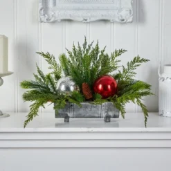 Nearly Natural 18-in Holiday Winter Cedar Pine Artificial Table Christmas Arrangement With Ornaments, Home Décor 10 Nearly Natural 18-in Holiday Winter Cedar Pine Artificial Table Christmas Arrangement With Ornaments, Home Décor -Artificial Plant Store GUEST fe93d6c3 b29e 4435 ab62 5c150dde01b0